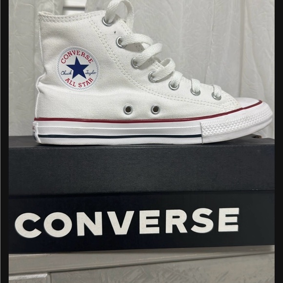 Converse All Star White and Red High-Tops - Picture 1 of 4